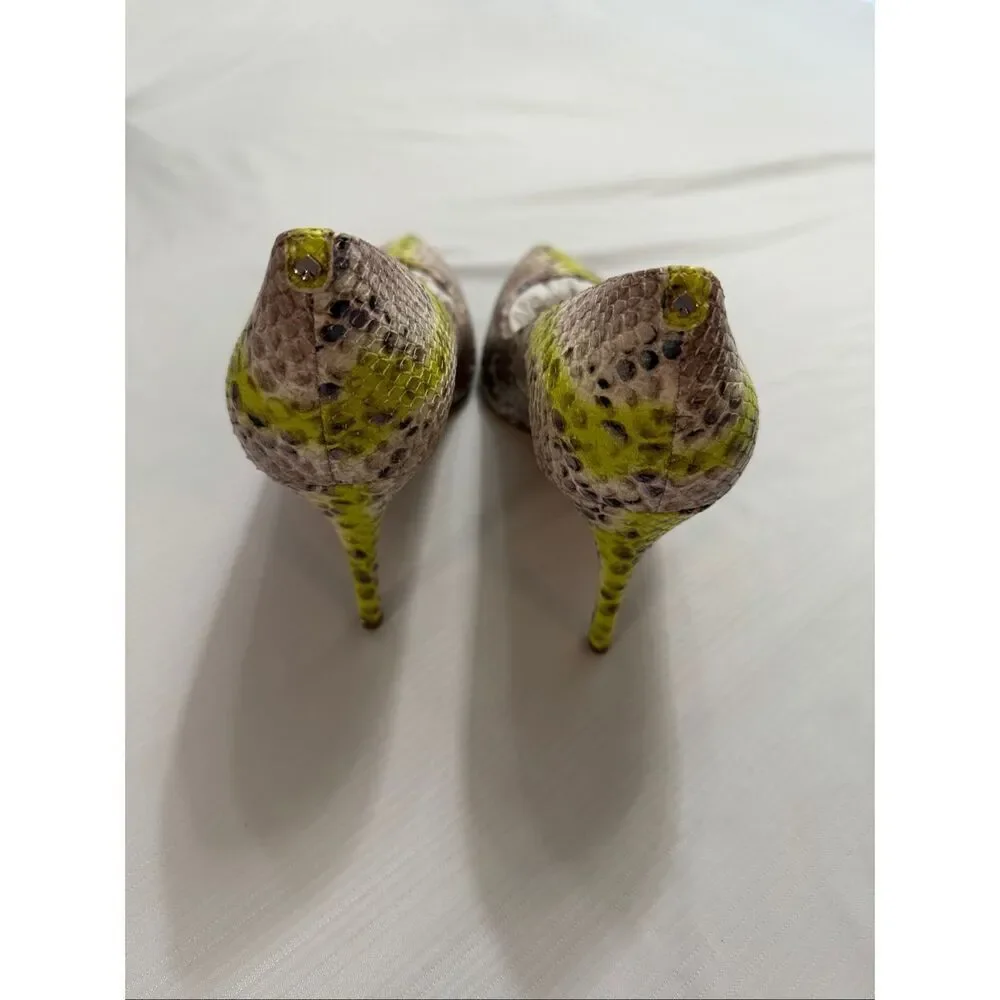 Kate Spade Valerie Lemon Sorbet Faux Pearlized Snake Heels Size 11 B New